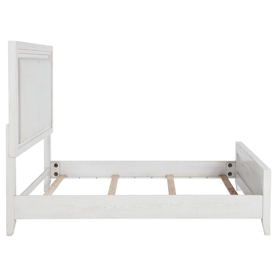 Marielle Queen Upholstered Panel Bed Distressed White view 6