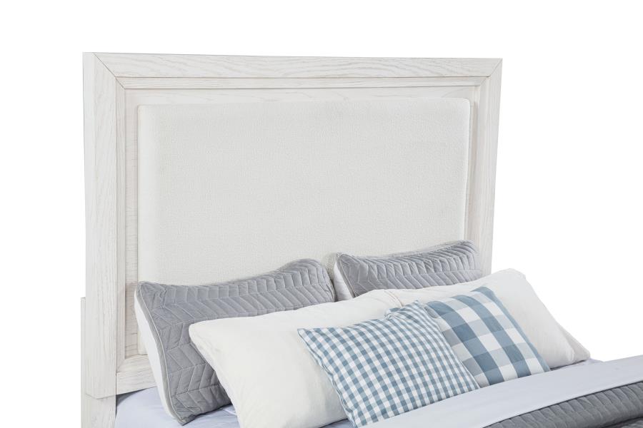 Marielle Queen Upholstered Panel Bed Distressed White view 7