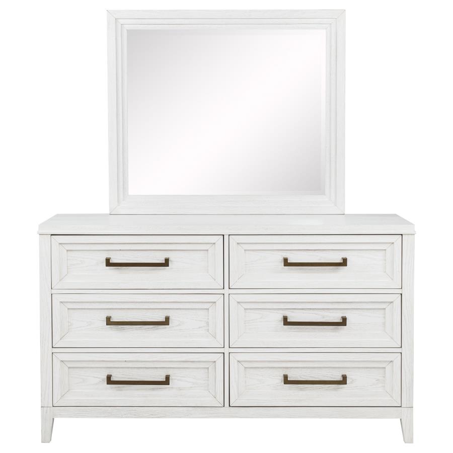 Marielle 6-drawer Dresser with Mirror Distressed White view 3