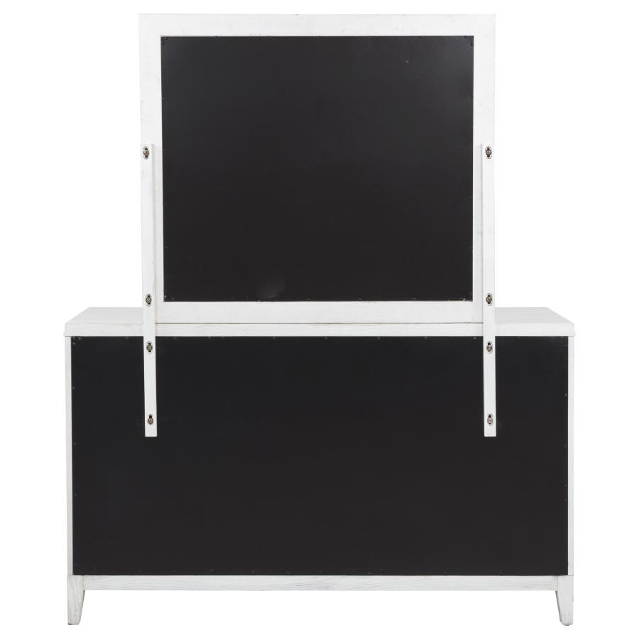 Marielle 6-drawer Dresser with Mirror Distressed White view 7