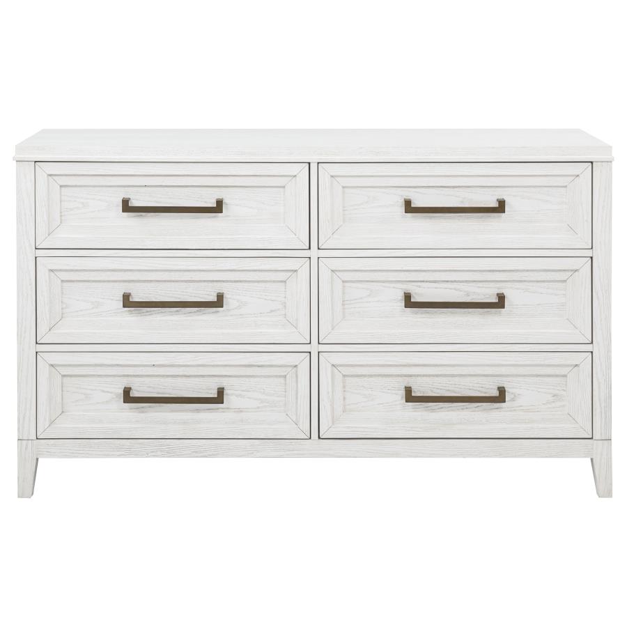 Marielle 6-drawer Bedroom Dresser Distressed White view 3