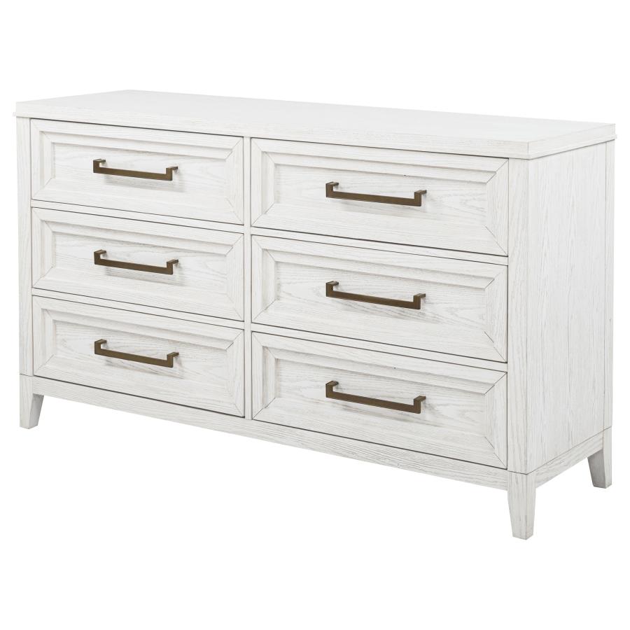 Marielle 6-drawer Bedroom Dresser Distressed White view 4