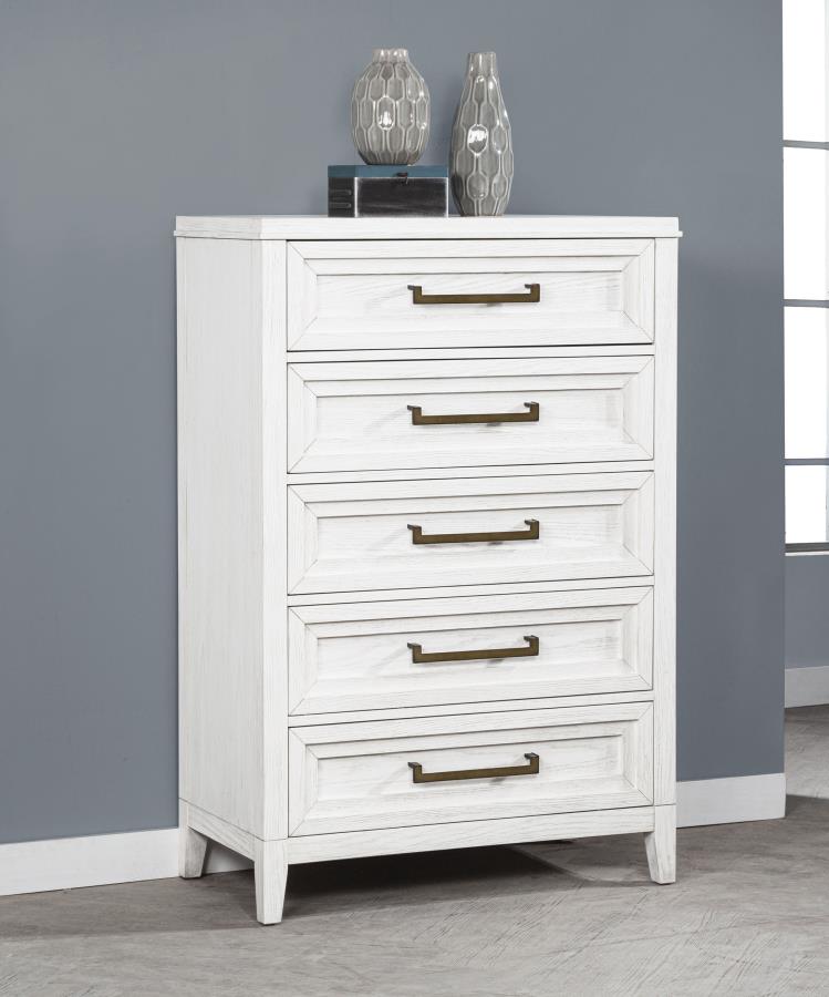 Marielle 5-drawer Bedroom Chest Distressed White view 2