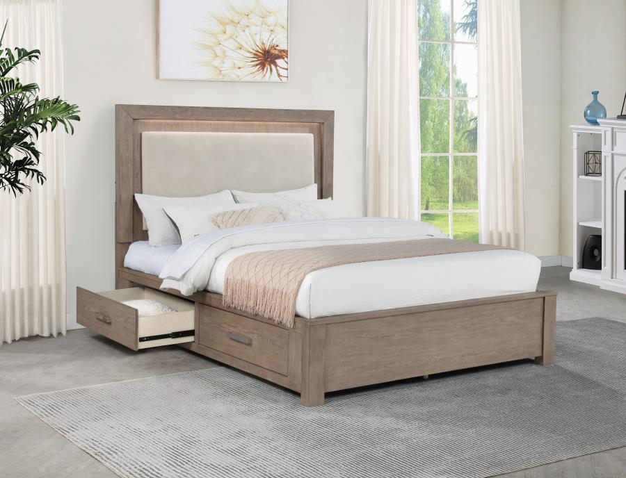 Kenora 56-inch Queen LED Storage Bed Barley Brown view 3