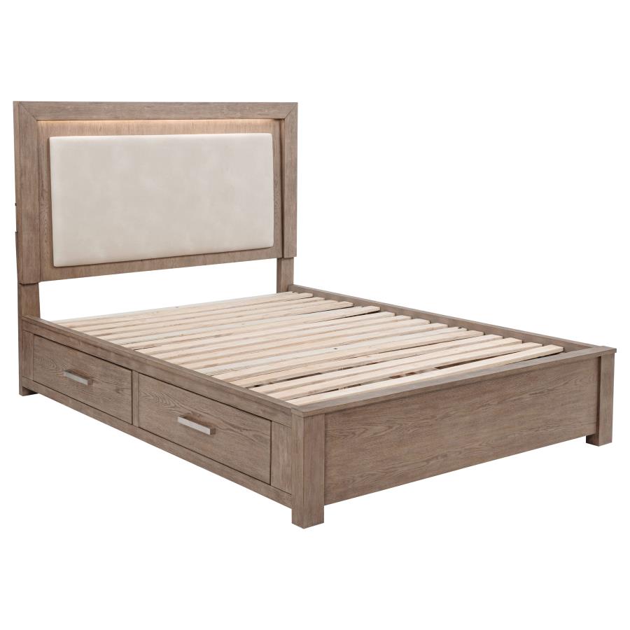 Kenora 56-inch Queen LED Storage Bed Barley Brown view 4
