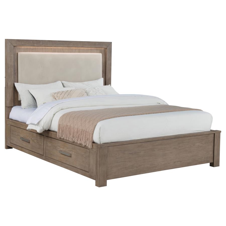 Kenora 56-inch Queen LED Storage Bed Barley Brown view 5