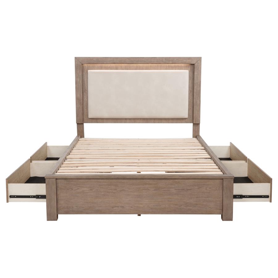 Kenora 56-inch Queen LED Storage Bed Barley Brown view 7