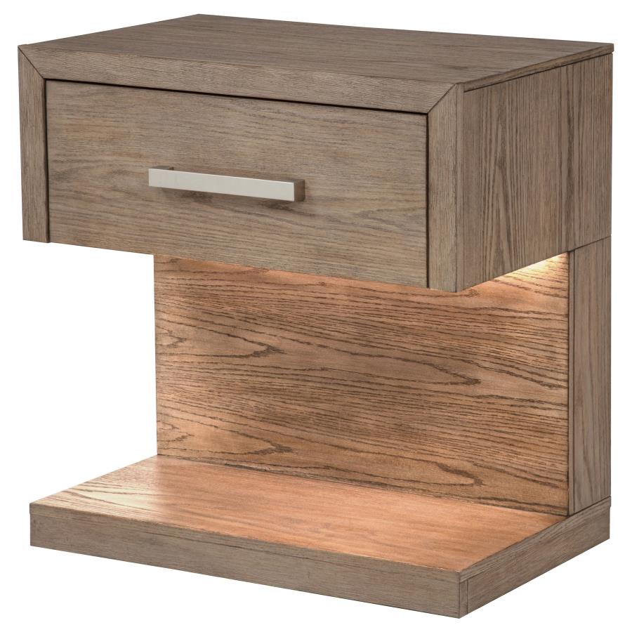 Kenora 1-drawer Nightstand Bedside Table Barley Brown view 4