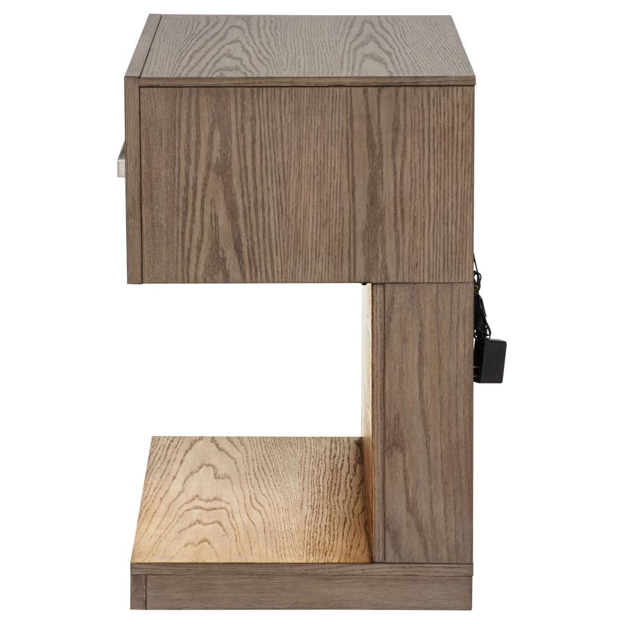 Kenora 1-drawer Nightstand Bedside Table Barley Brown view 5