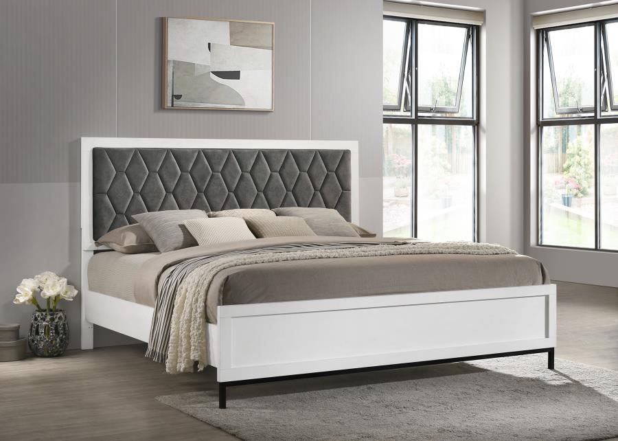 Sonora Eastern King Upholstered Panel Bed White view 2