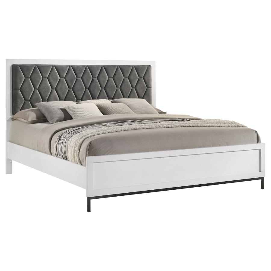 Sonora Eastern King Upholstered Panel Bed White view 3