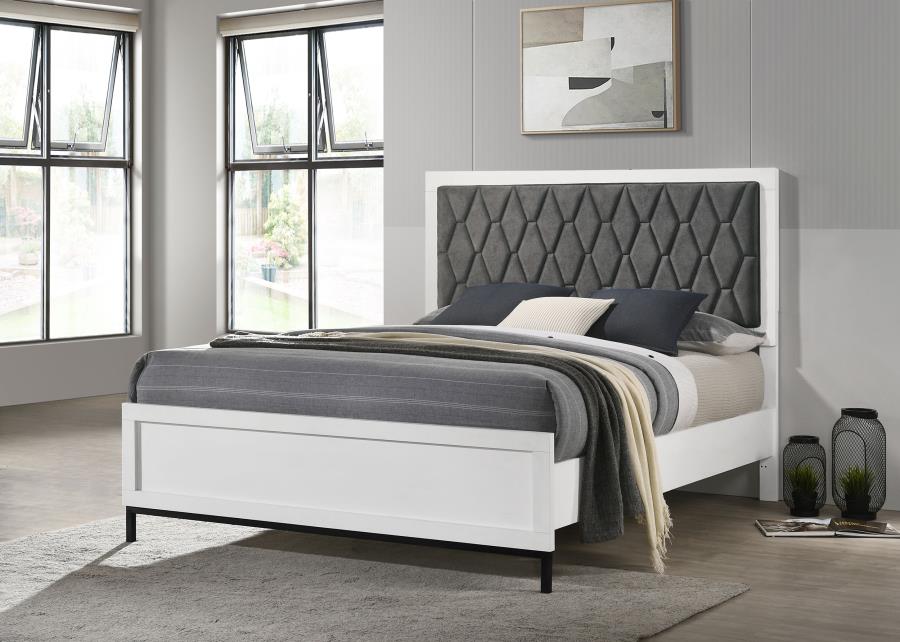 Sonora Queen Upholstered Panel Bed White view 2