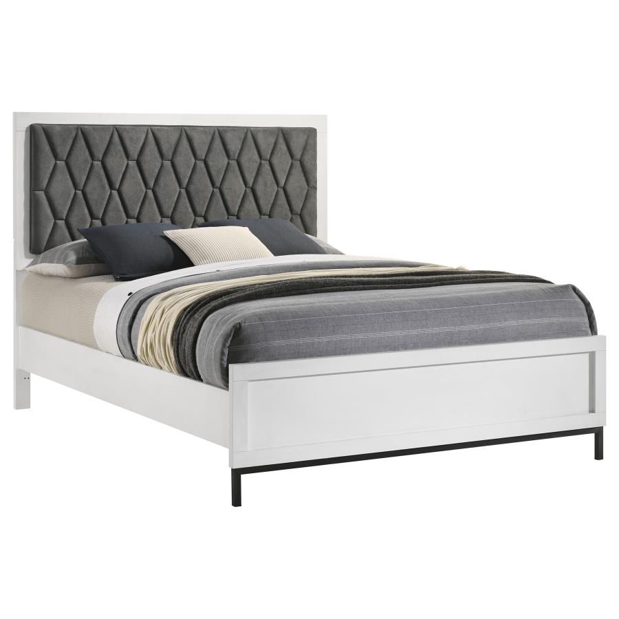 Sonora Queen Upholstered Panel Bed White view 3