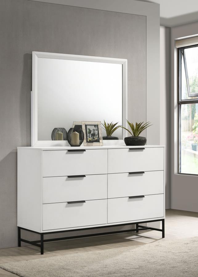 Sonora 6-drawer Dresser with Mirror White view 2