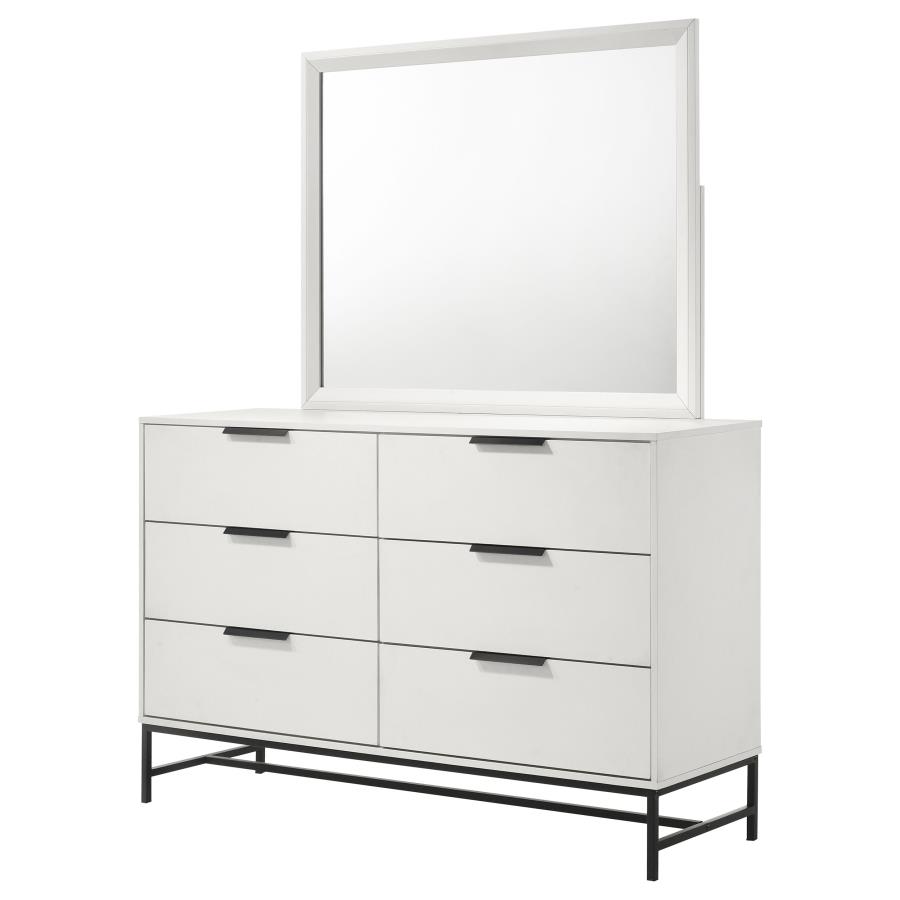 Sonora 6-drawer Dresser with Mirror White view 4
