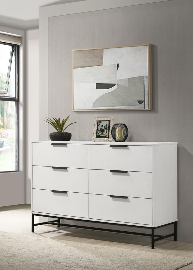 Sonora 6-drawer Bedroom Dresser White view 2