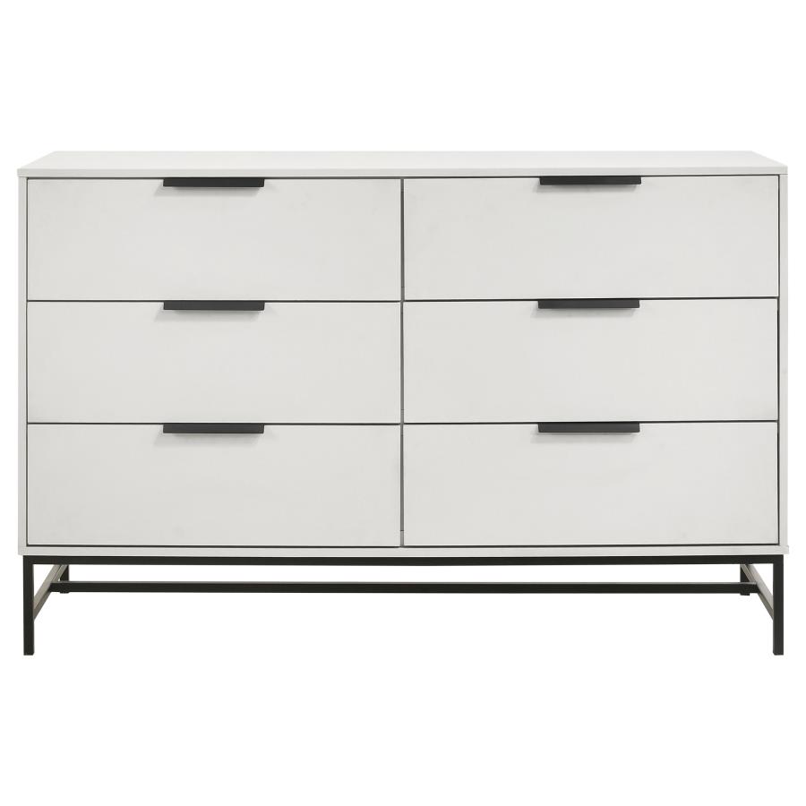 Sonora 6-drawer Bedroom Dresser White view 3