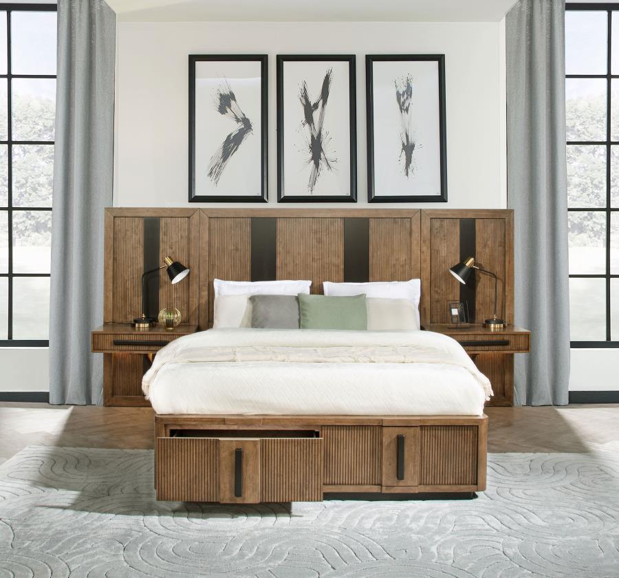 Terrace Eastern King Wall Panel Storage Bed Ash Brown view 2