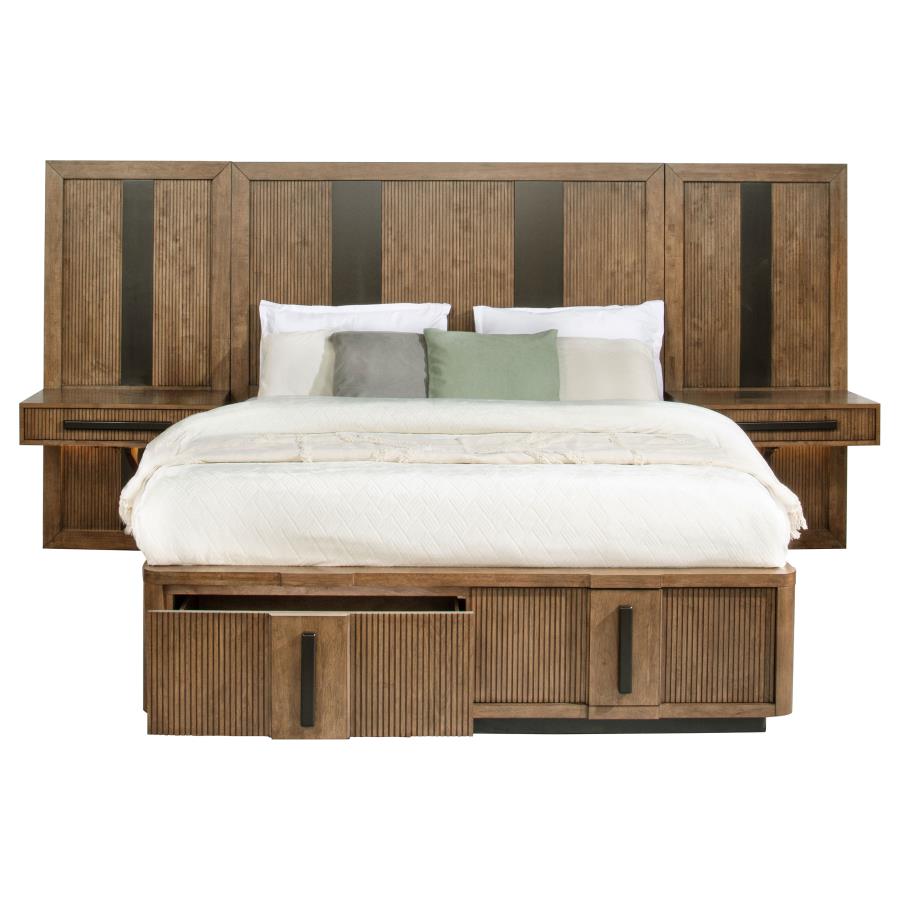 Terrace Eastern King Wall Panel Storage Bed Ash Brown view 3