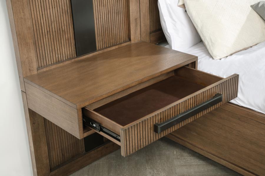 Terrace Queen Wall Panel Storage Bed Ash Brown view 6
