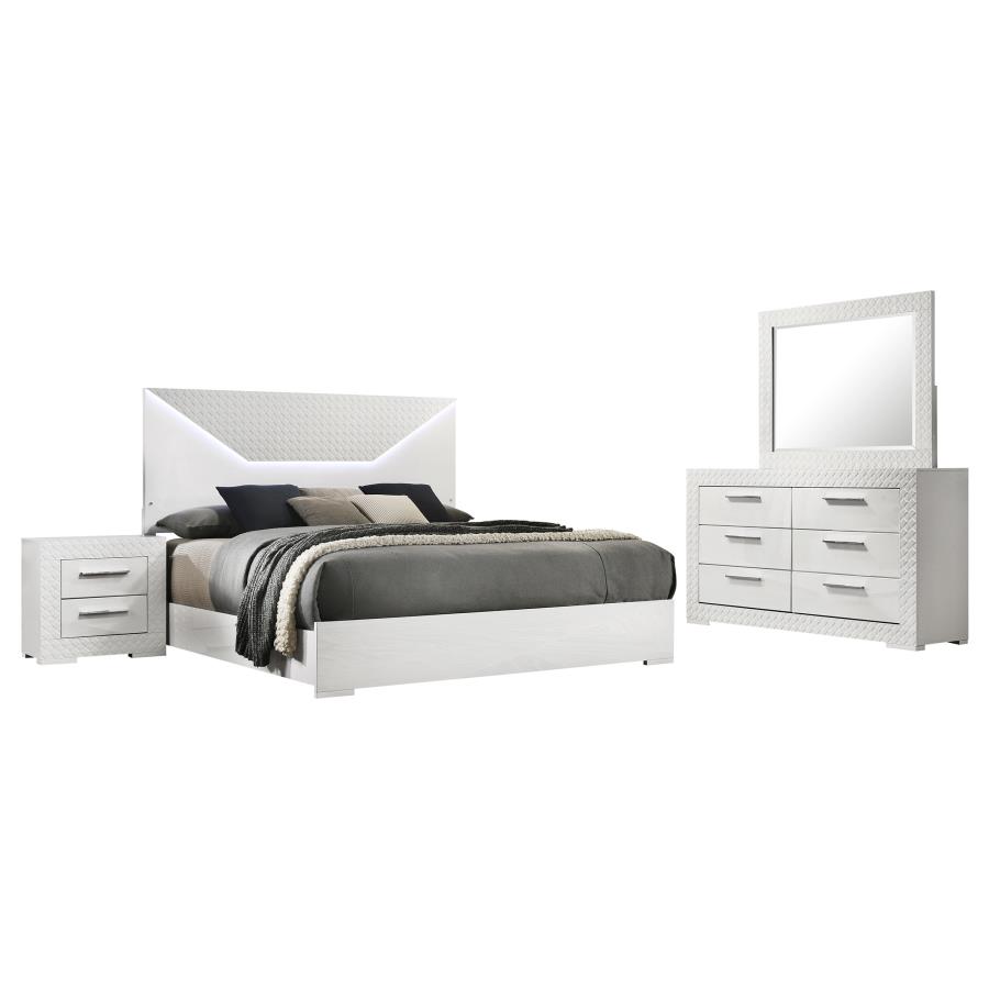Ives 4-piece Eastern King Bedroom Set White High Gloss view 2