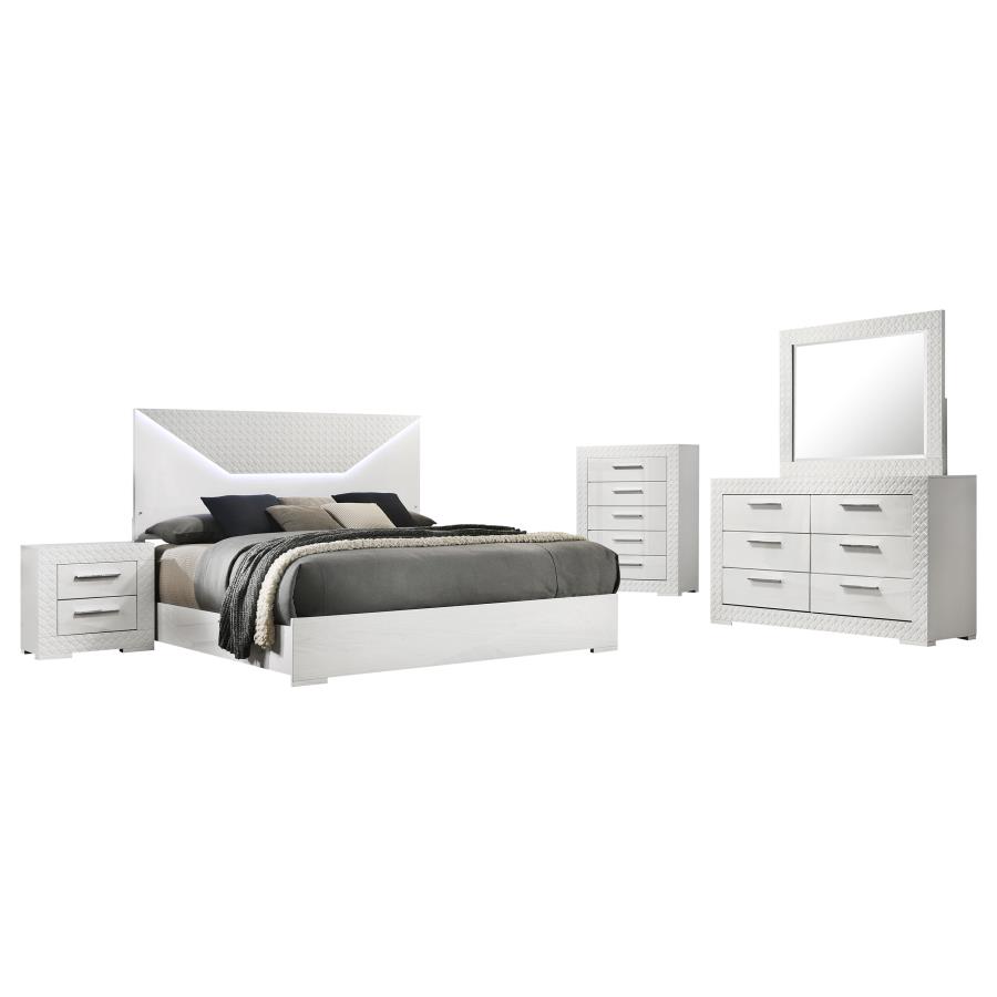 Ives 5-piece Eastern King Bedroom Set White High Gloss view 2