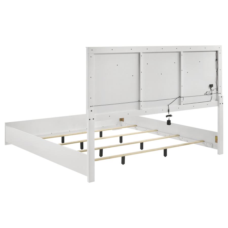 Ives Eastern King Panel Bed LED Headboard White High Gloss view 5