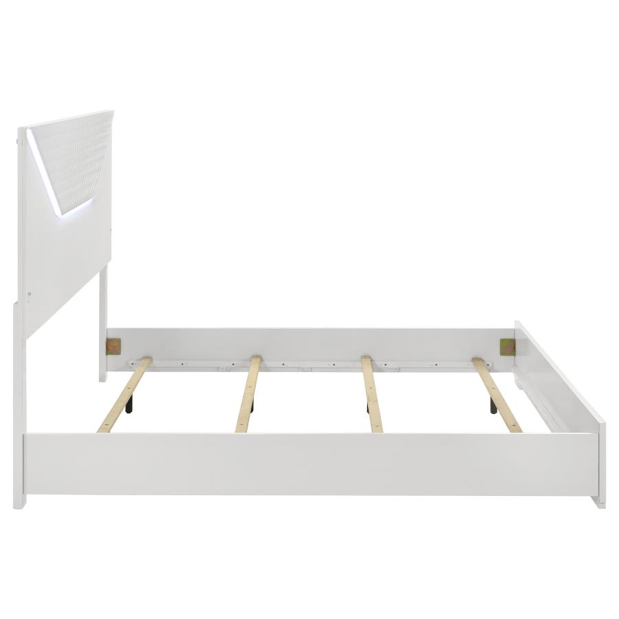 Ives Eastern King Panel Bed LED Headboard White High Gloss view 6