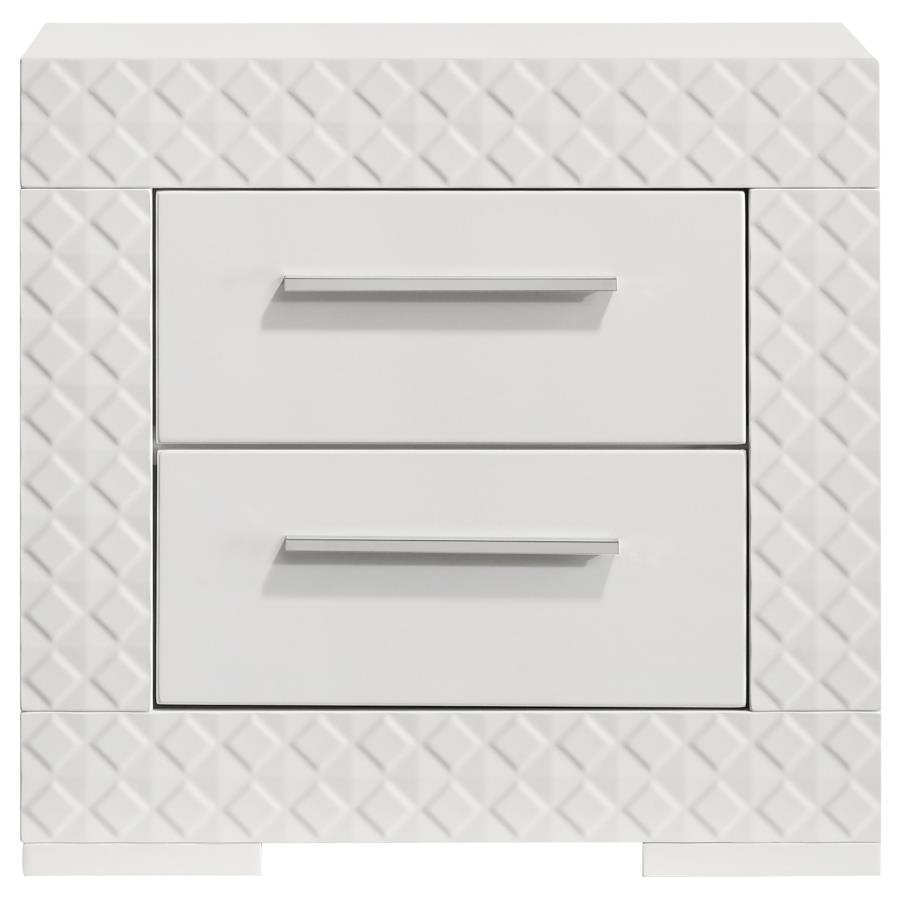 Ives 2-drawer Nightstand Bedside Table White High Gloss view 3