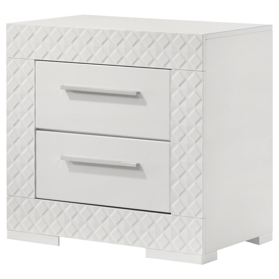 Ives 2-drawer Nightstand Bedside Table White High Gloss view 4