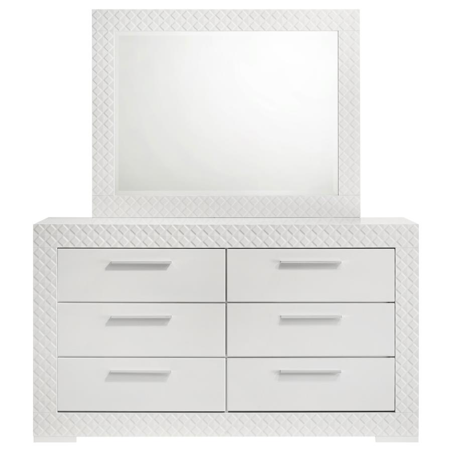 Ives 6-drawer Dresser and Mirror White High Gloss view 3