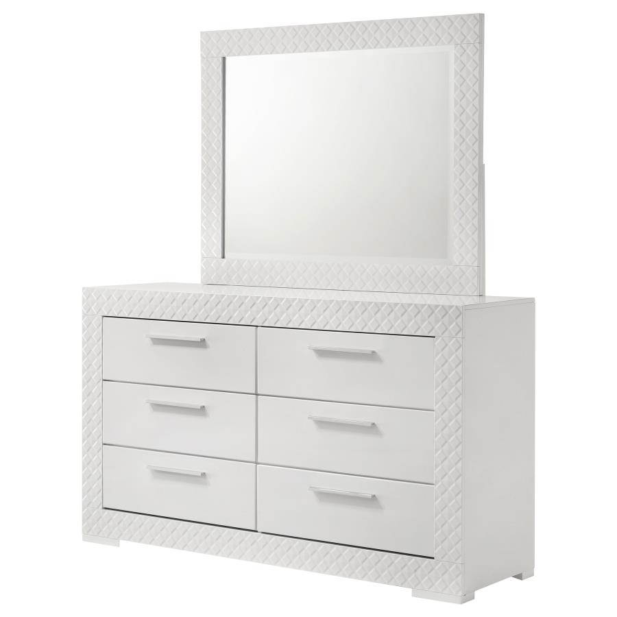 Ives 6-drawer Dresser and Mirror White High Gloss view 4