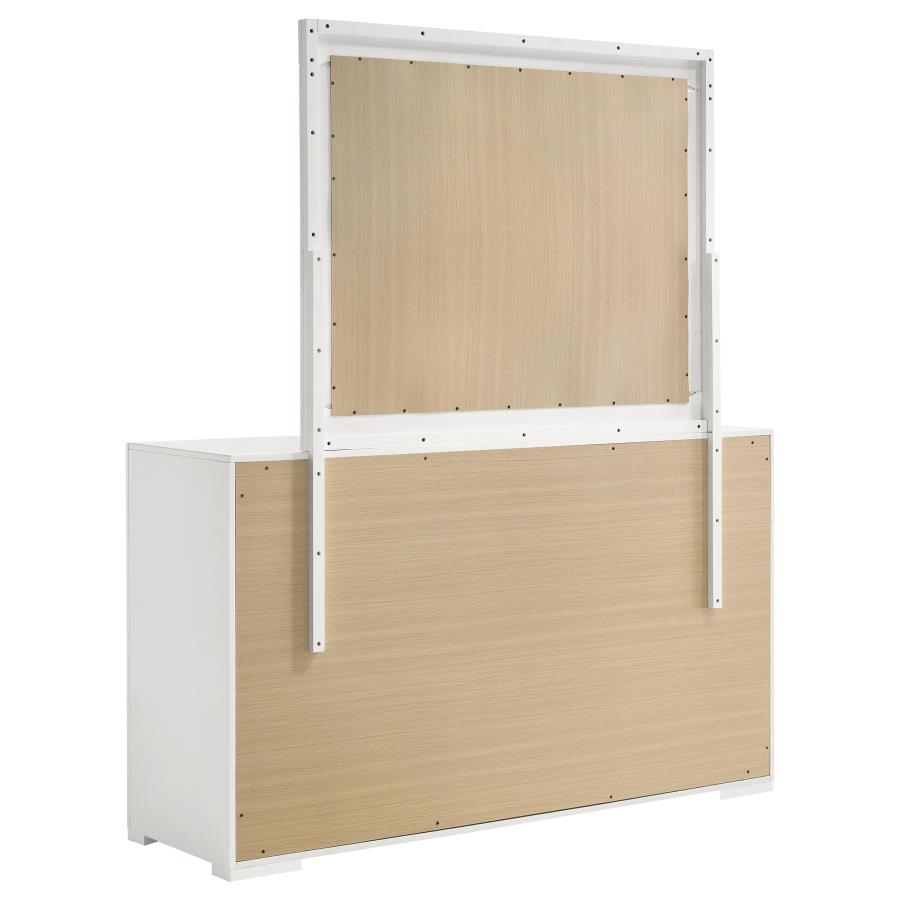Ives 6-drawer Dresser and Mirror White High Gloss view 6
