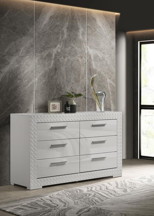 Ives 6-drawer Dresser Cabinet White High Gloss view 2