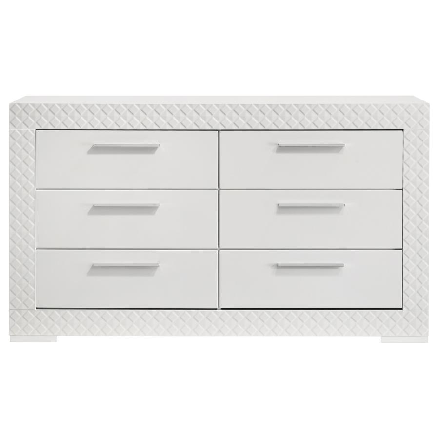 Ives 6-drawer Dresser Cabinet White High Gloss view 3