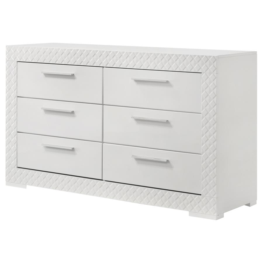 Ives 6-drawer Dresser Cabinet White High Gloss view 4