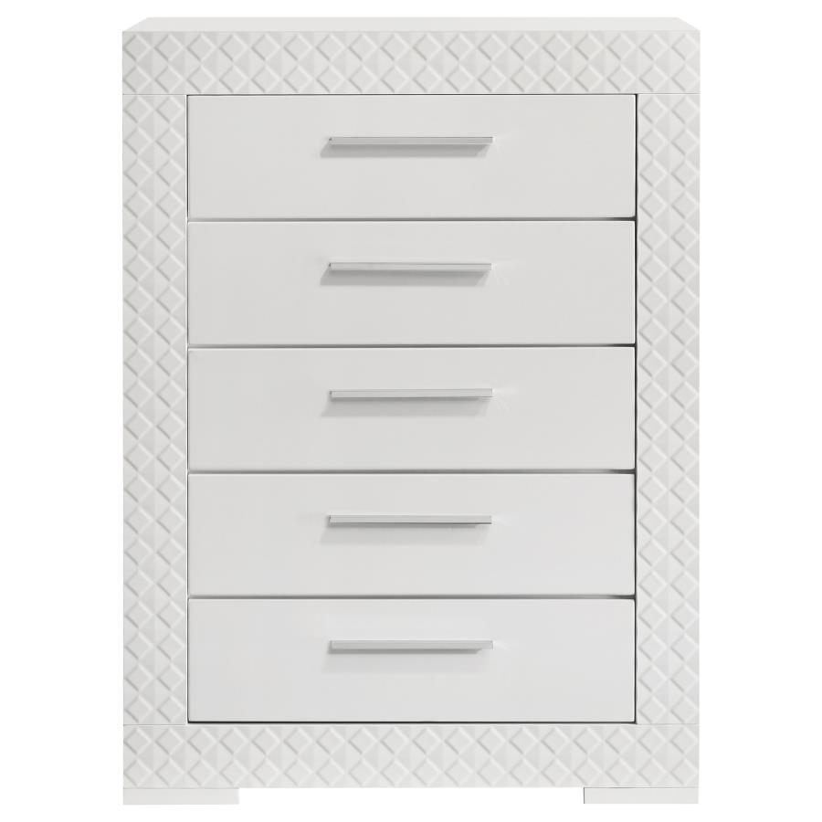 Ives 5-drawer Bedroom Chest of Drawers White High Gloss view 3