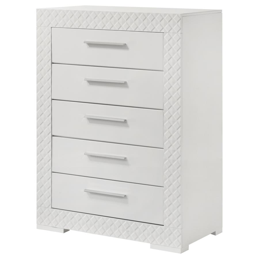 Ives 5-drawer Bedroom Chest of Drawers White High Gloss view 4