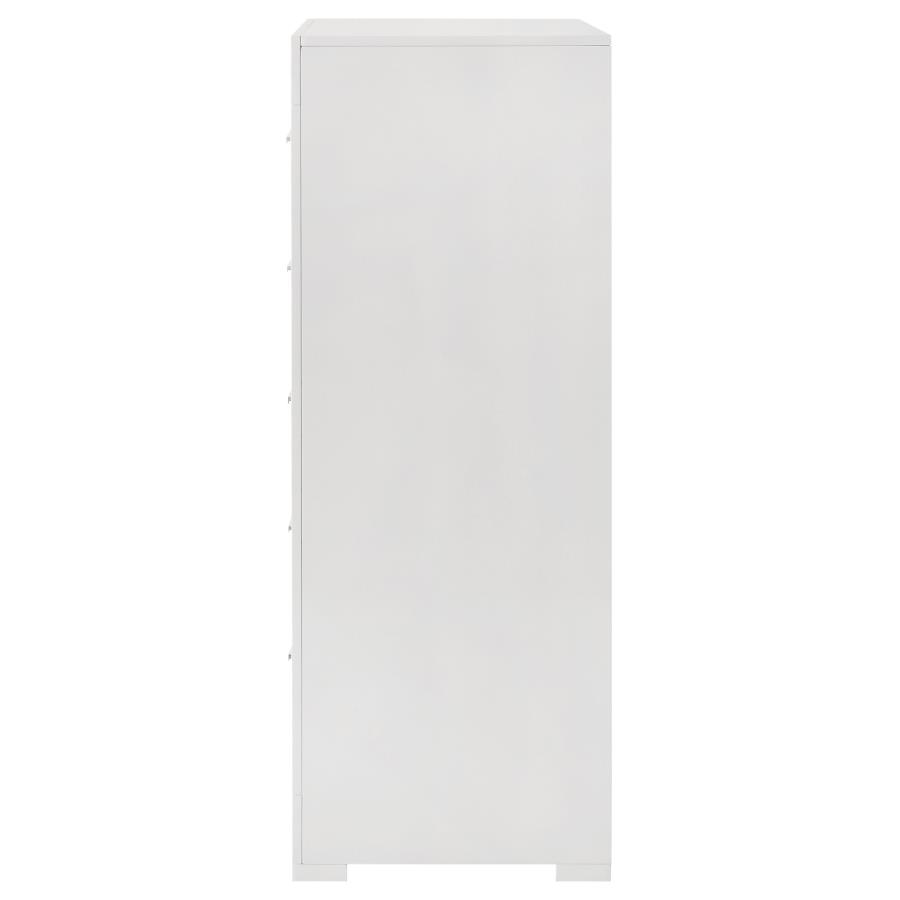 Ives 5-drawer Bedroom Chest of Drawers White High Gloss view 5