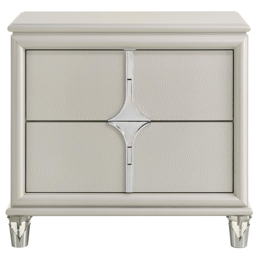 Olivia 2-drawer Nightstand Bedside Table Pearl White view 3