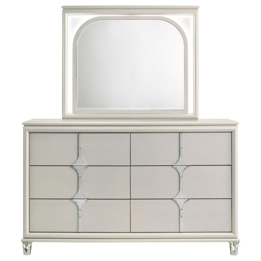 Olivia 6-drawer Dresser and LED Mirror Pearl White view 3