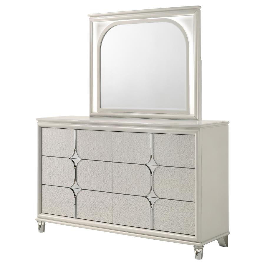 Olivia 6-drawer Dresser and LED Mirror Pearl White view 4
