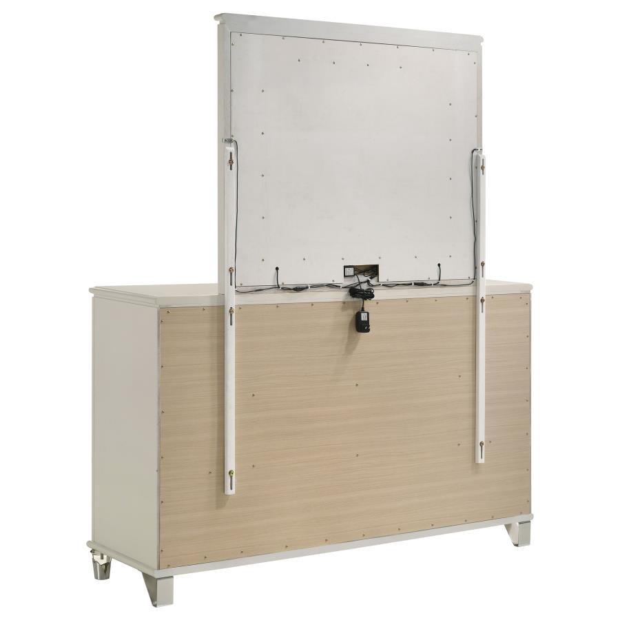 Olivia 6-drawer Dresser and LED Mirror Pearl White view 6