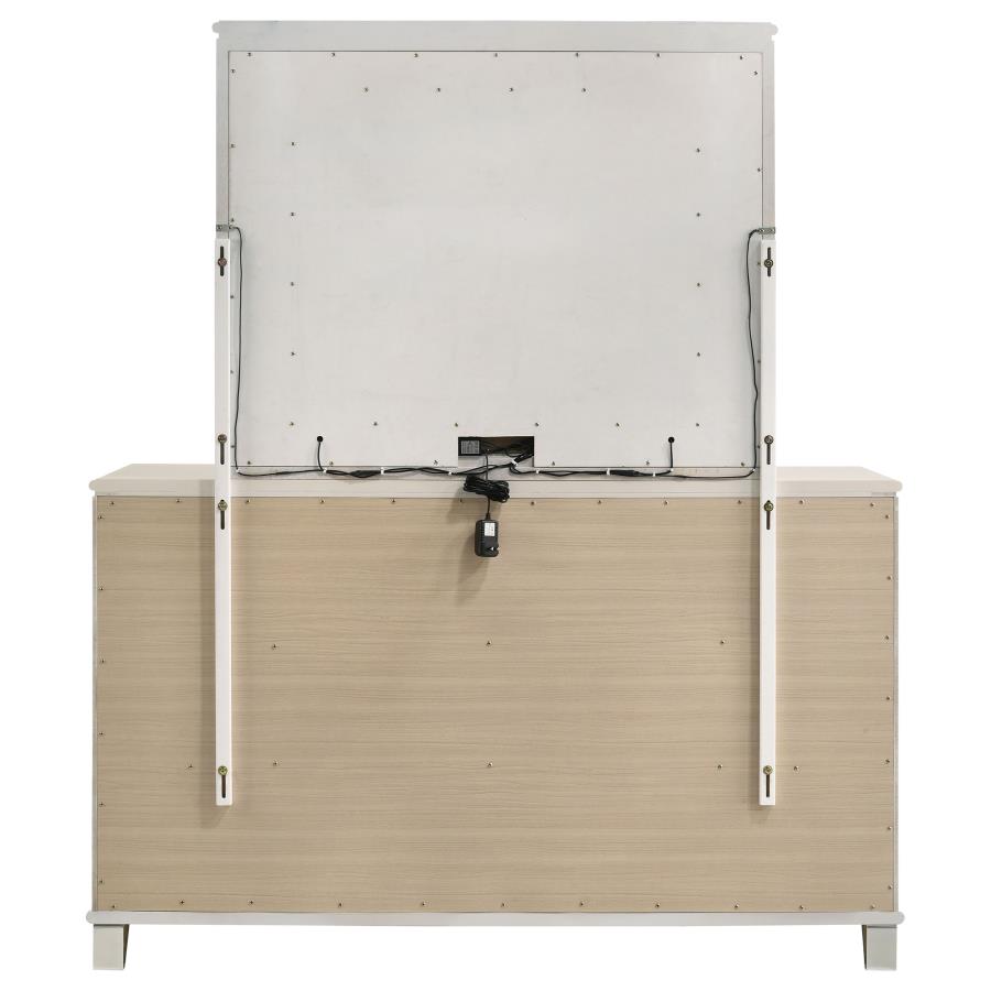 Olivia 6-drawer Dresser and LED Mirror Pearl White view 7