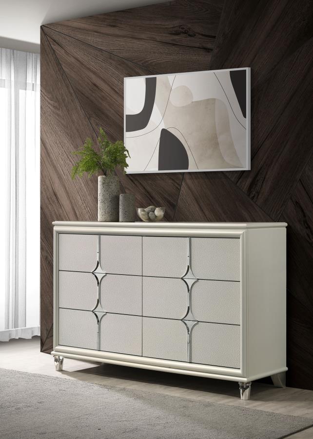 Olivia 6-drawer Dresser Cabinet Pearl White view 2