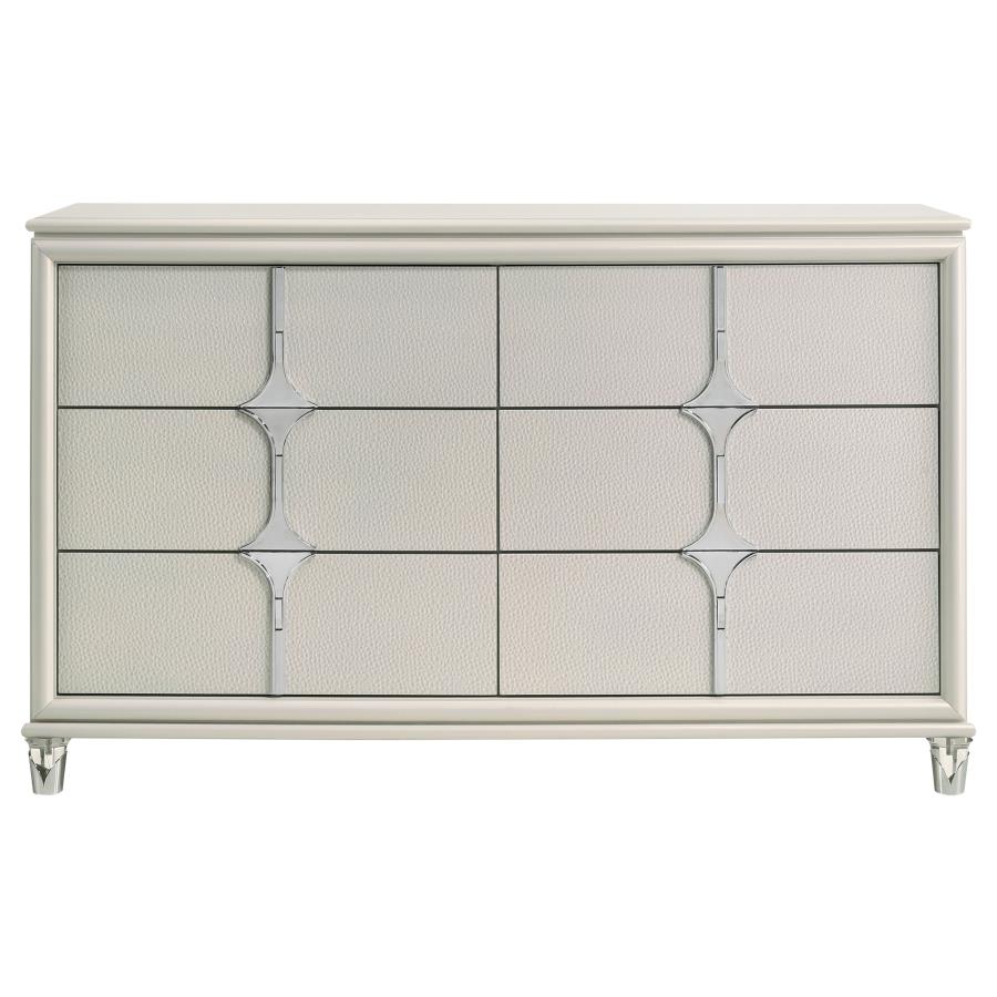 Olivia 6-drawer Dresser Cabinet Pearl White view 3