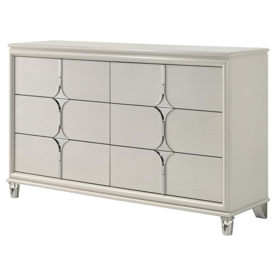 Olivia 6-drawer Dresser Cabinet Pearl White view 4