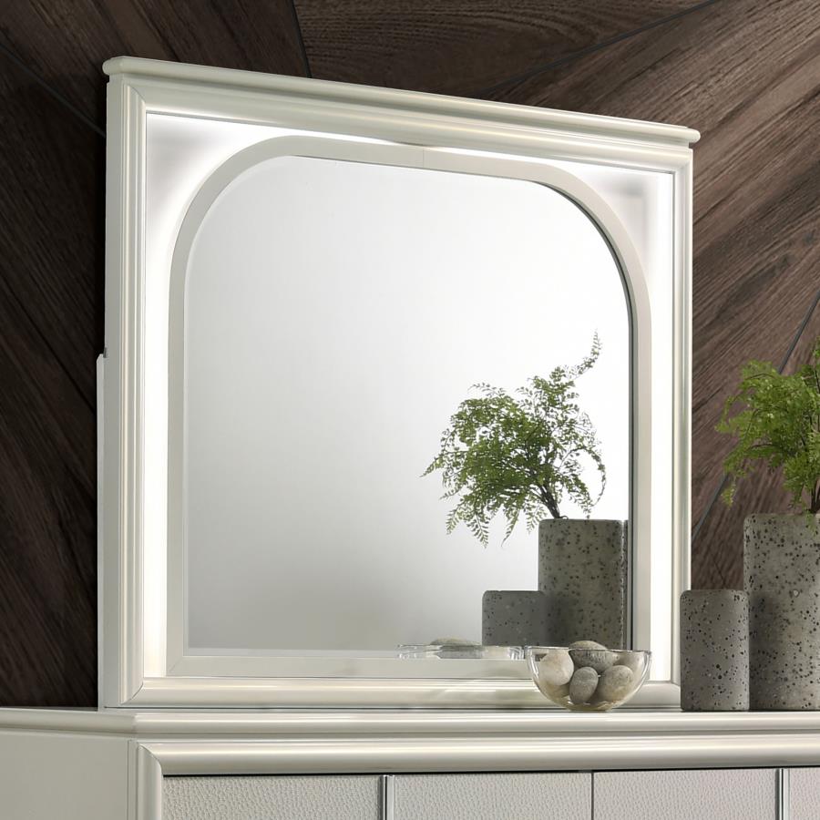Olivia LED Dresser Mirror Pearl White view 2