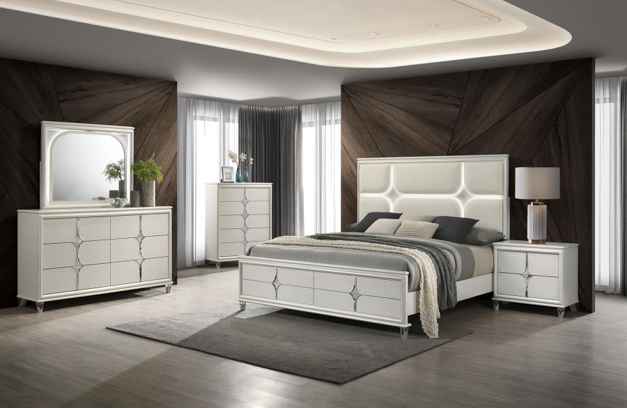 Olivia LED Dresser Mirror Pearl White view 7
