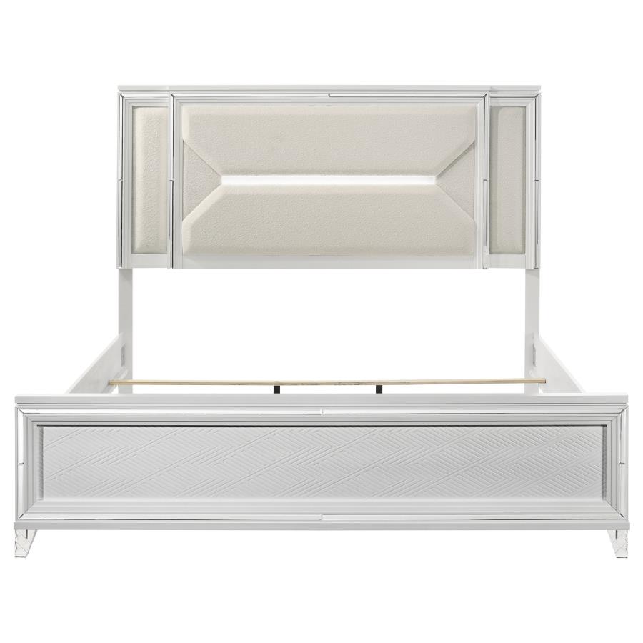 Marmore 64-inch Eastern King Panel Bed LED Headboard White view 4